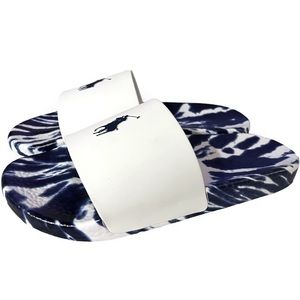 POLO Ralph Lauren Signature Pony MEN'S Slides WHITE/NAVY TIE DYE SIZE 10D - NEW